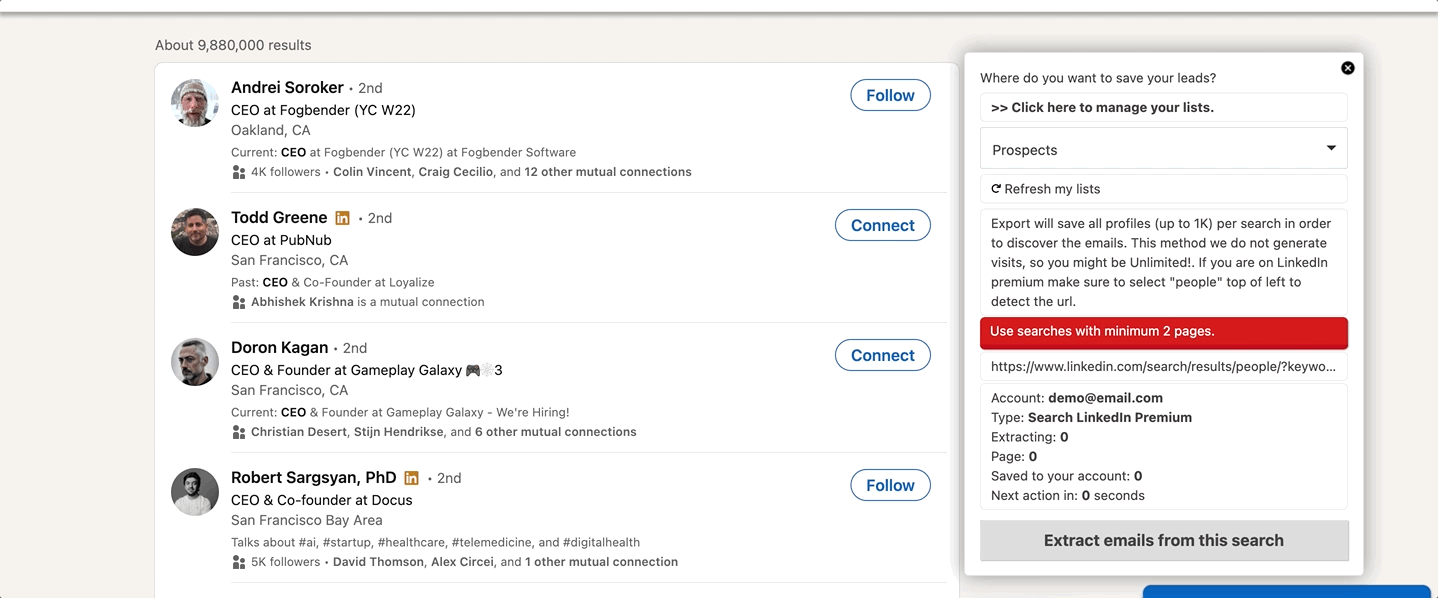 Extracting B2B emails from social media preview