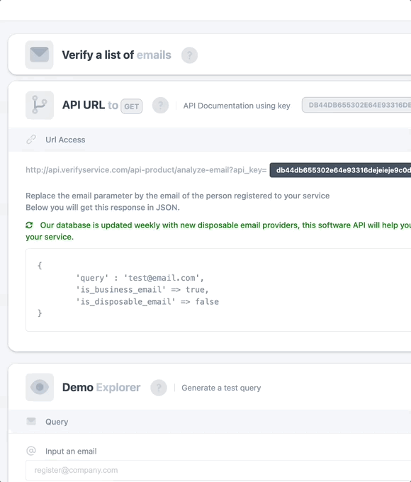 Email validation results view